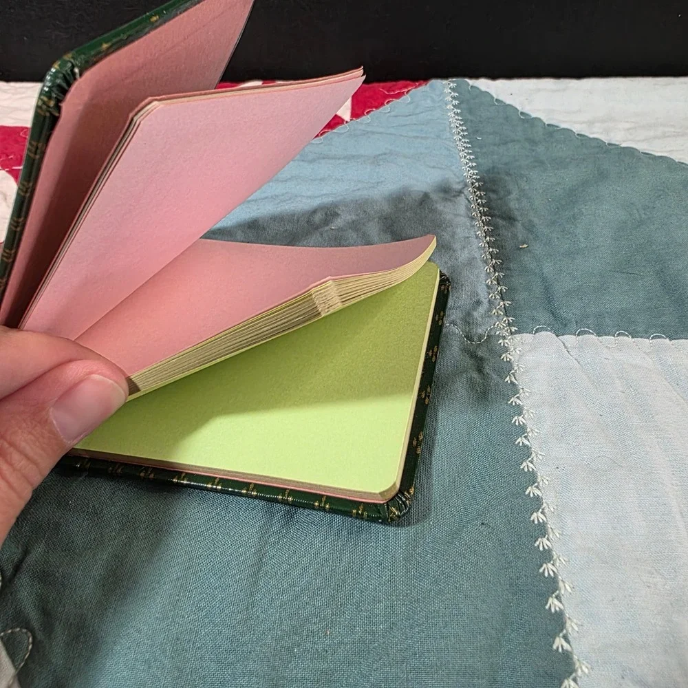 Vintage Small School Autograph‎ Book Memory Journal Green Gold Japan Unused